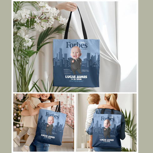 Personalized Baby Forbes Tote Bag – Custom Baby CEO Design | Funny Gift for Mom & Baby